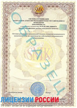 Образец сертификата соответствия (приложение) Елец Сертификат ISO 13485